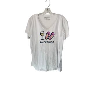 Life is Good Women's White Keep it Simple‎ Crusher Short Sleeve T-Shirt Size XL